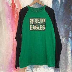 🔥EC🔥NFL Philadelphia Eagles Two Tone 100% Cotton Long Sleeve Shirt.